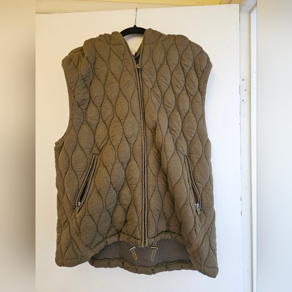 Quilted Army Green Sleeveless Vest